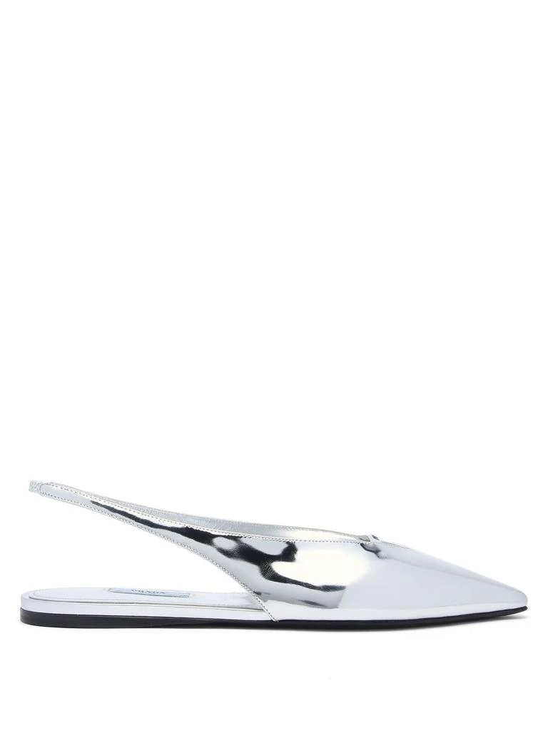 商品Prada|Point-toe metallic-leather slingback flats,价格¥2698,第1张图片