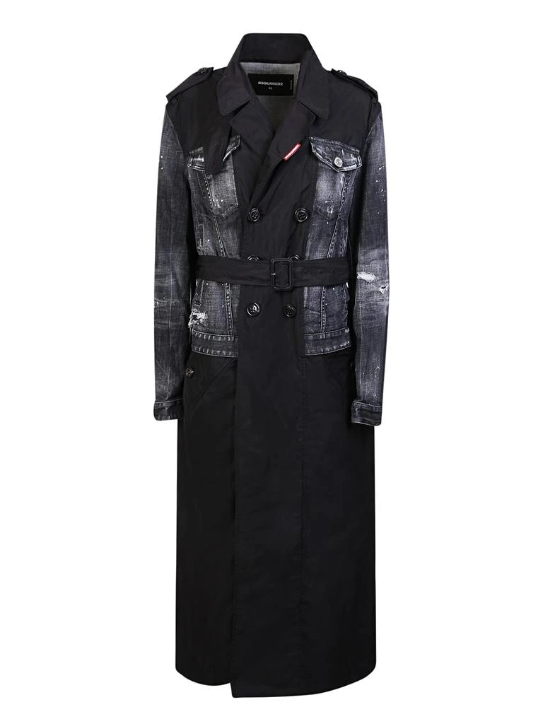 商品DSQUARED2|Dsquared2 Black Hybrid Trench Coat,价格¥8007,第1张图片