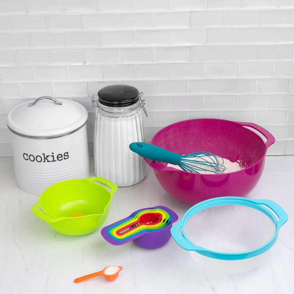 商品Home Basics|Home Basics 10 Piece Plastic Kitchen Prep Set, Multi-Color,价格¥159,第2张图片详细描述