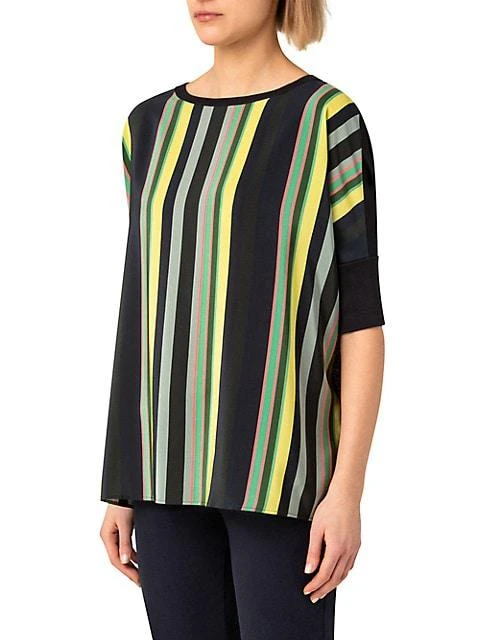 商品Akris|Boxy Striped-Front Top,价格¥3327,第4张图片详细描述