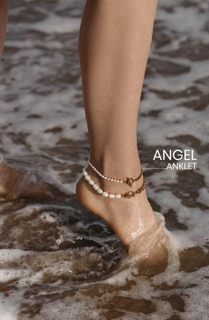 商品st. Moran|Angel Freshwater Pearl & Curb Chain Anklet, 4mm,价格¥517,第4张图片详细描述