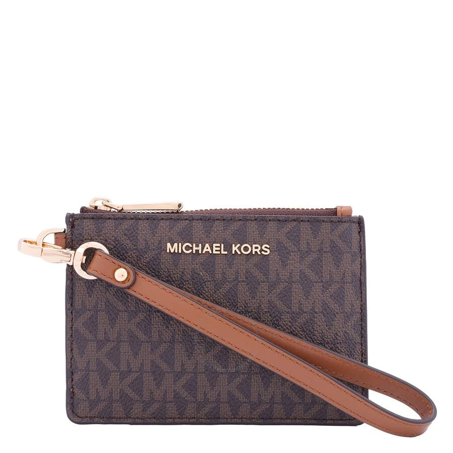 商品Michael Kors|Signature Logo-print Canvas Small Logo Coin Purse - Brown,价格¥362,第1张图片