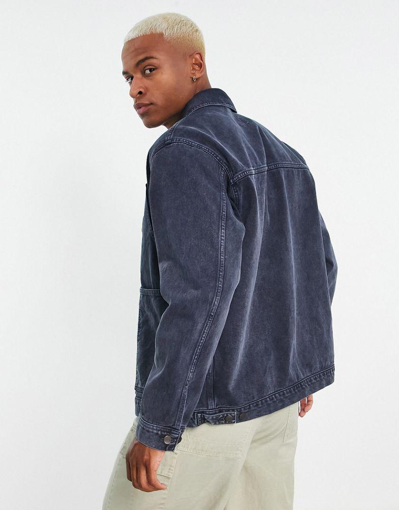Carhartt WIP double front demin jacket in washed navy商品第2张图片规格展示