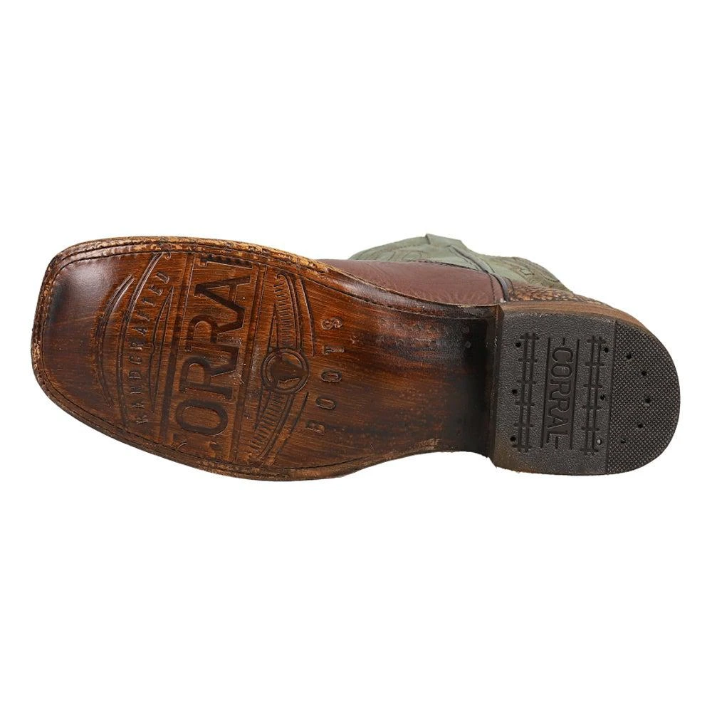 商品Corral Boots|Brown Bull Shoulder Tooled-Inlay Square Toe Cowboy Boots,价格¥1030,第5张图片详细描述