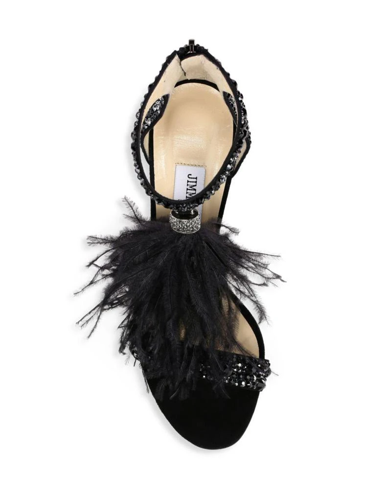 商品Jimmy Choo|Jimmy Choo - Viola Feather-Tassel Crystal-Embellished Suede Sandals,价格¥4260,第5张图片详细描述