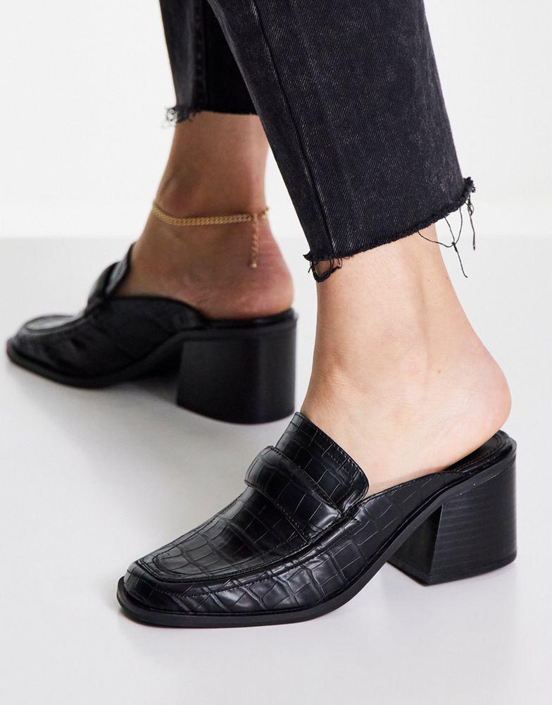 ASOS DESIGN Sky padded heeled loafers in black商品第4张图片规格展示