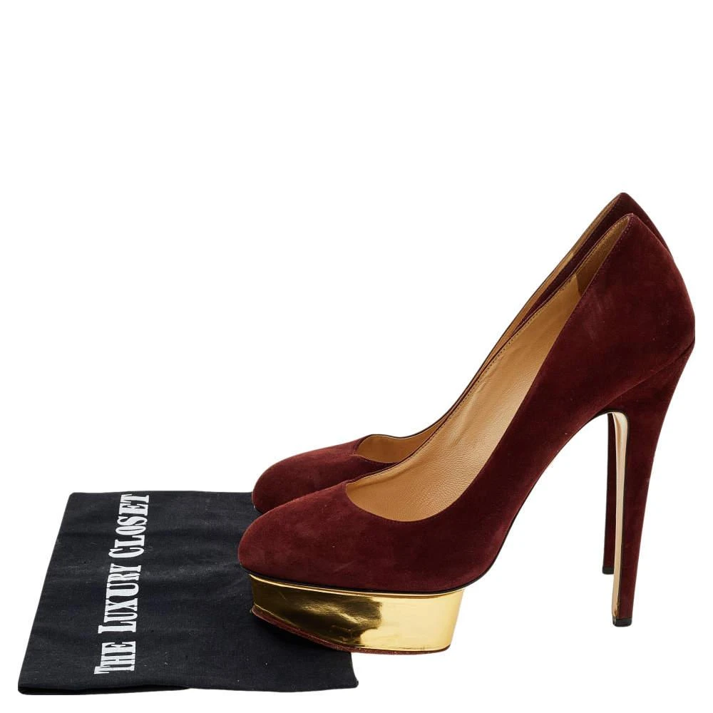 Charlotte Olympia Burgundy Suede Dolly Platform Pumps Size 40 商品
