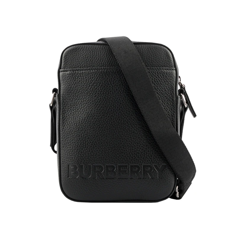 商品Burberry|奥莱 博柏利 现货 男士黑色标志印花小牛皮斜挎包 80528891,价格¥4566,第1张图片