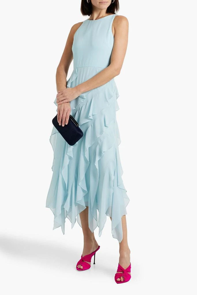 商品Badgley Mischka|Ruffled chiffon midi dress,价格¥2048,第2张图片详细描述