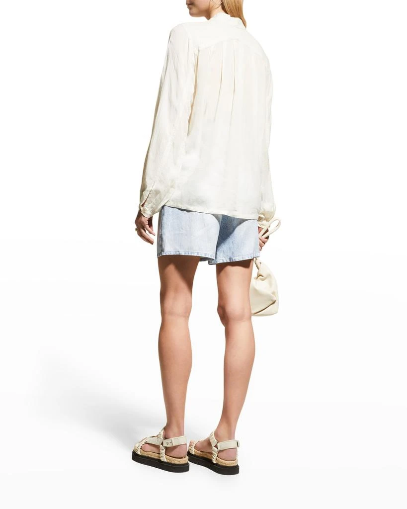 商品Rag & Bone|Sachi Metallic Lace-Up Pleated Top,价格¥525,第4张图片详细描述