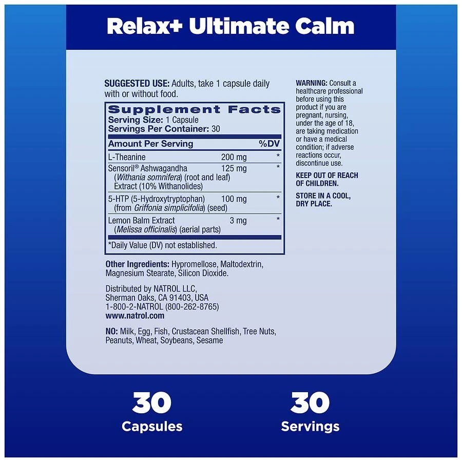 商品Natrol|Relax+ Ultimate Calm, Stress Relief, Capsules,价格¥151,第5张图片详细描述