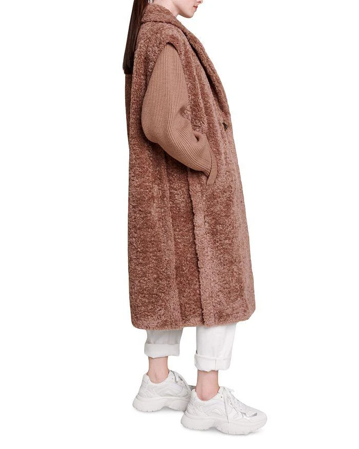 商品Maje|Galier Mixed Media Teddy Coat,价格¥2867,第4张图片详细描述