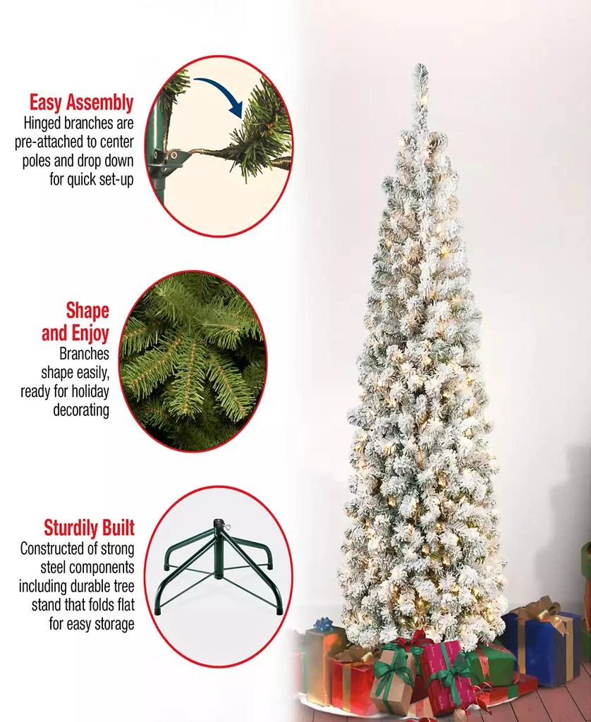 商品National Tree Company|First Traditions 6' Acacia Pencil Slim Flocked Tree with Clear Lights,价格¥4605,第5张图片详细描述