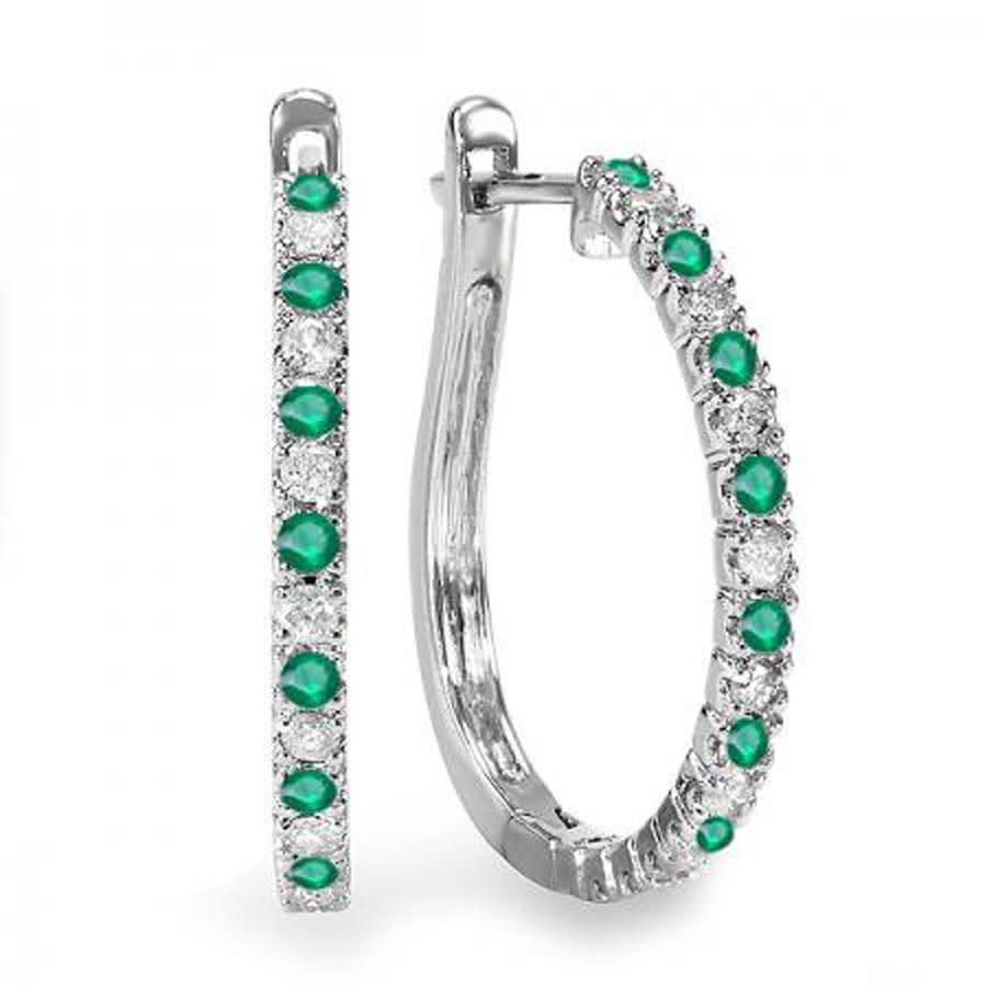 Dazzlingrock Collection 14K 7X5 MM Emerald Lab Created Gemstone & Round Diamond Ladies Infinity Drop Earrings Yellow Gold Dazzlingrock Collection 14K 7X5 MM Emerald Lab Created Gemstone & Round Diamond Ladies Infinity Drop Earrings Yellow Gold