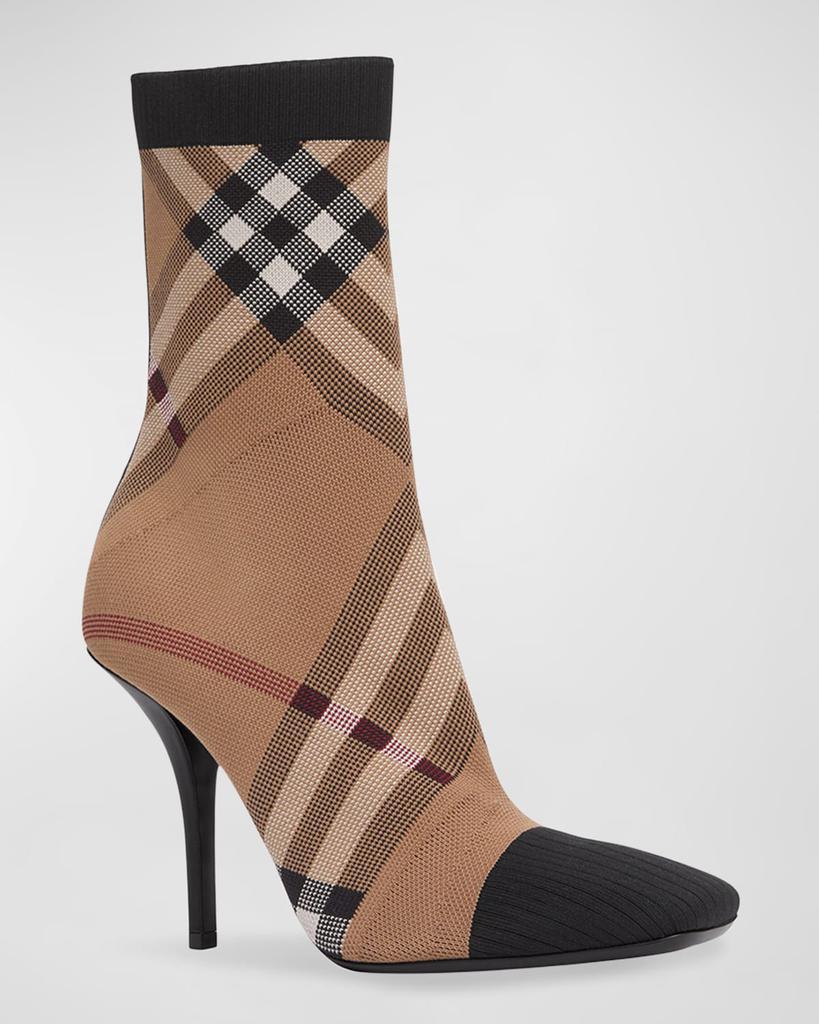 商品Burberry|Dolman Check Stiletto Sock Booties,价格¥6975,第6张图片详细描述