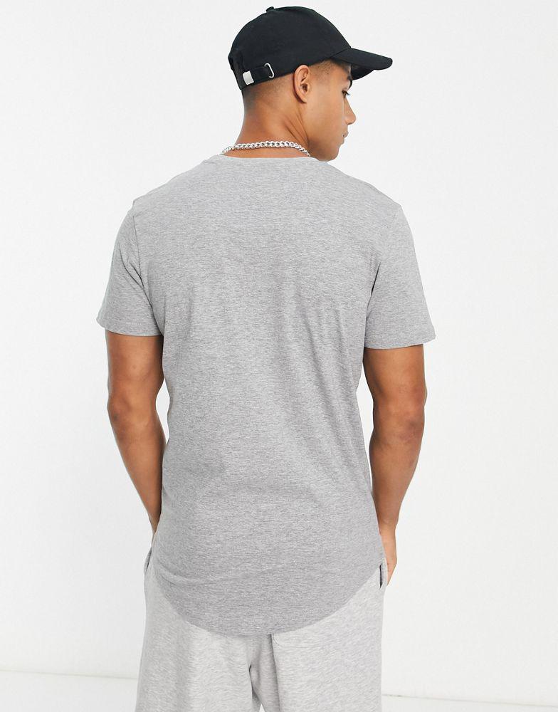 Jack & Jones Essentials longline scoop hem t-shirt in grey melange商品第3张图片规格展示