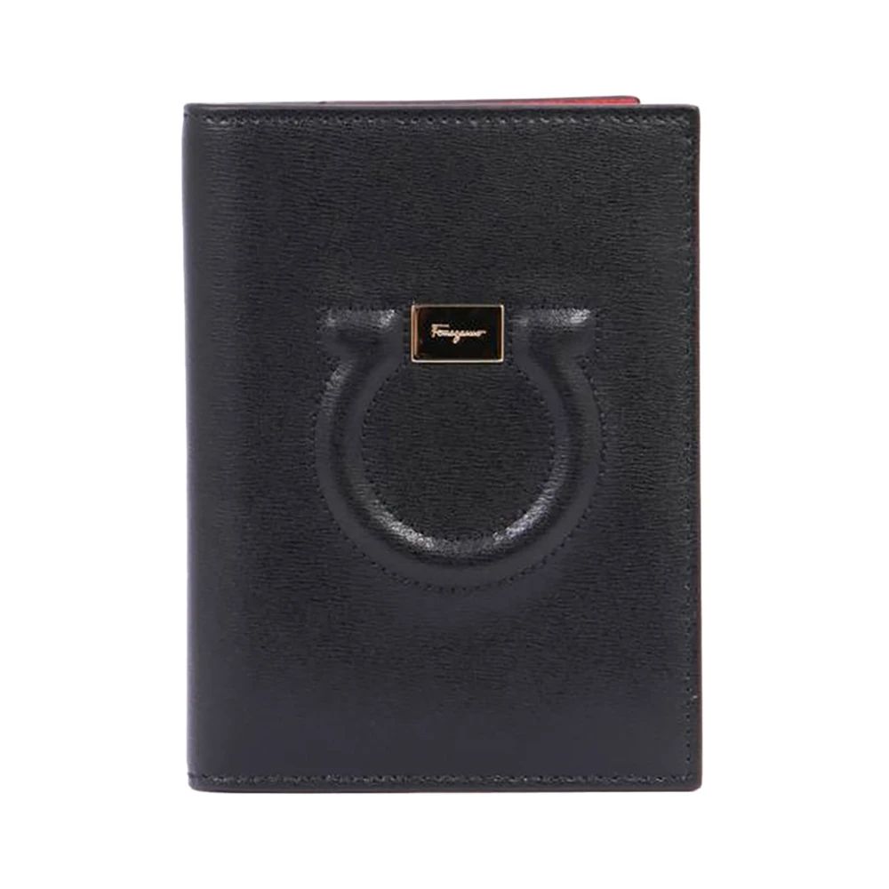 商品Salvatore Ferragamo|SALVATORE FERRAGAMO 中性黑色系徽标牛皮护照钱包 22-D498-700469,价格¥1194,第1张图片