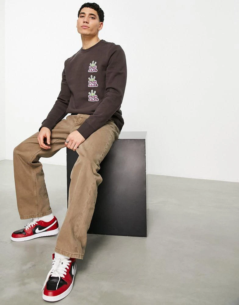 商品HUF|HUF crown stack sweatshirt in brown,价格¥321,第4张图片详细描述