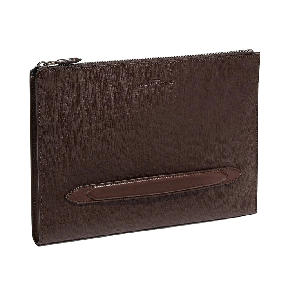 SALVATORE FERRAGAMO 男士棕色牛皮手拿包文件包 24-0480-703827 商品