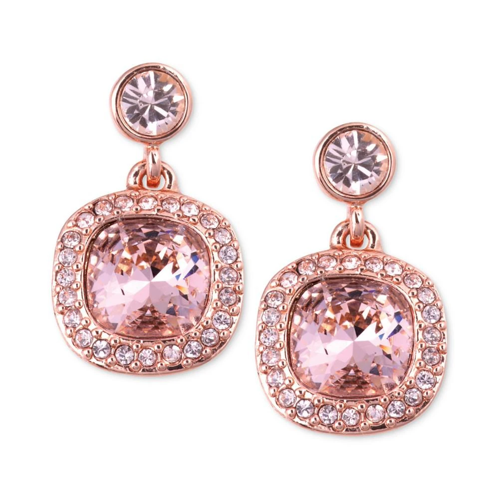 商品Givenchy|纪梵希玫瑰金钻石耳饰 Givenchy Earrings, Rose Gold-Tone Swarovski Light Pink Stone Drop Earrings,价格¥179,第1张图片