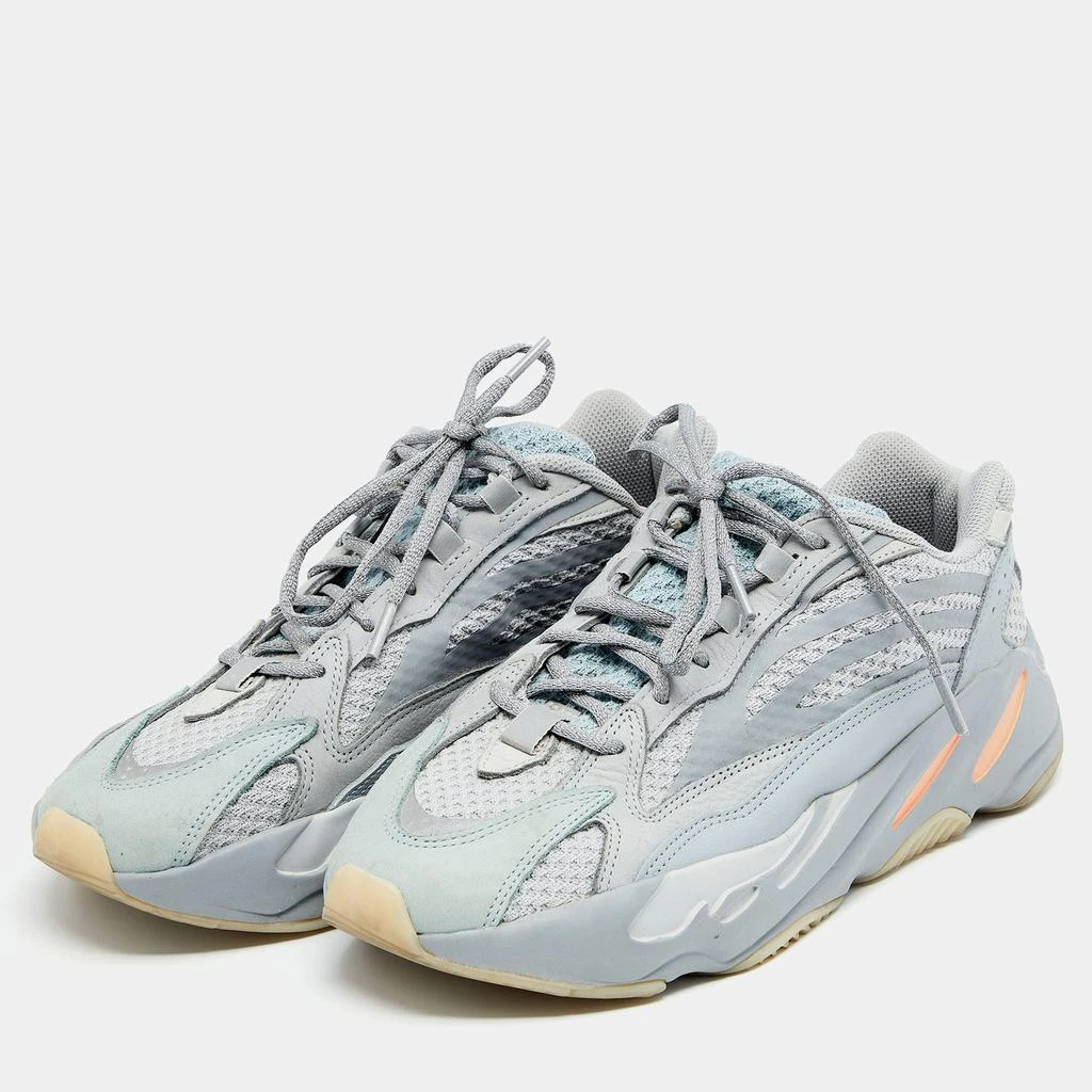 商品[二手商品] YEEZY|Yeezy x Adidas Grey/Blue Nubuck Leather And Mesh Boost 700 V2 Inertia Sneakers Size 45 1/3,价格¥1586,第2张图片详细描述