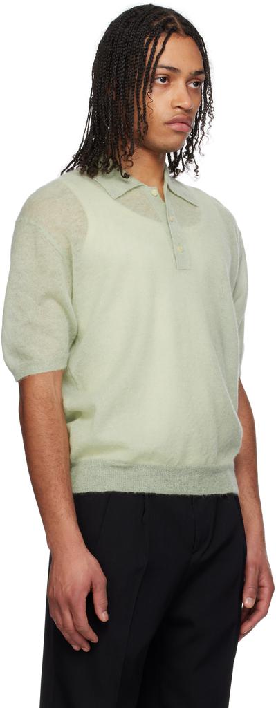 AURALEE Green Kid Mohair Sheer Knit Polo - BeyondStyle