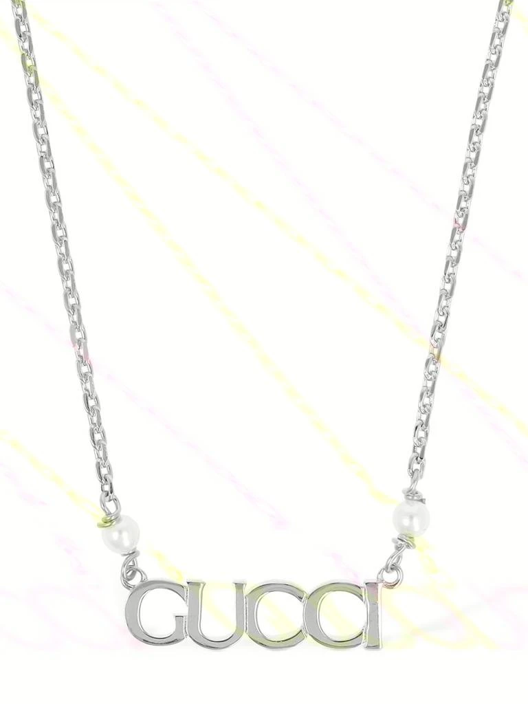 商品Gucci|Gucci Lettering Brass & Crystal Necklace,价格¥4002,第2张图片详细��描述