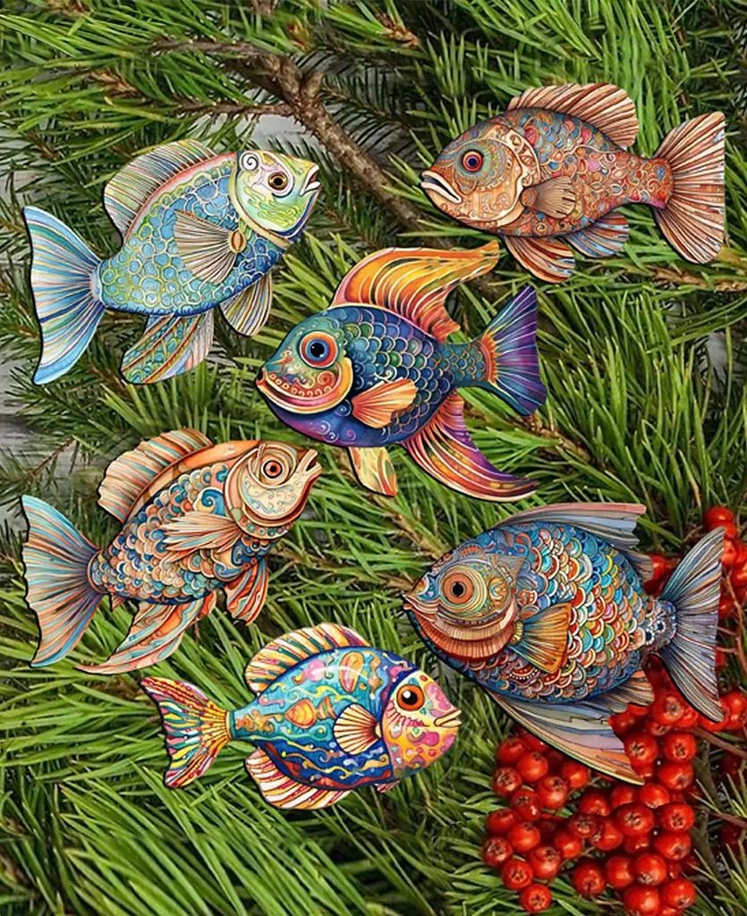 商品Designocracy|Holiday Wooden Clip-On Ornaments Coastal Fish Set of 6 G. DeBrekht,价格¥370,第2张图片详细描述