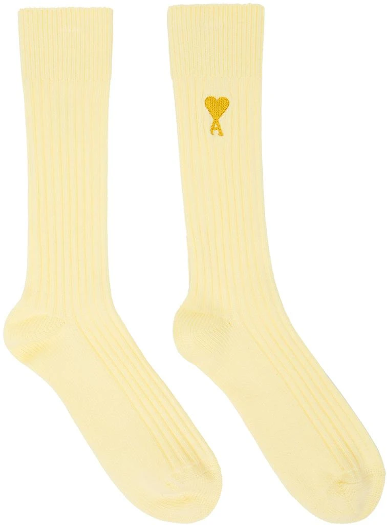 商品AMI|Yellow Ami De Cœur Plain Socks,价格¥130,第1张图片