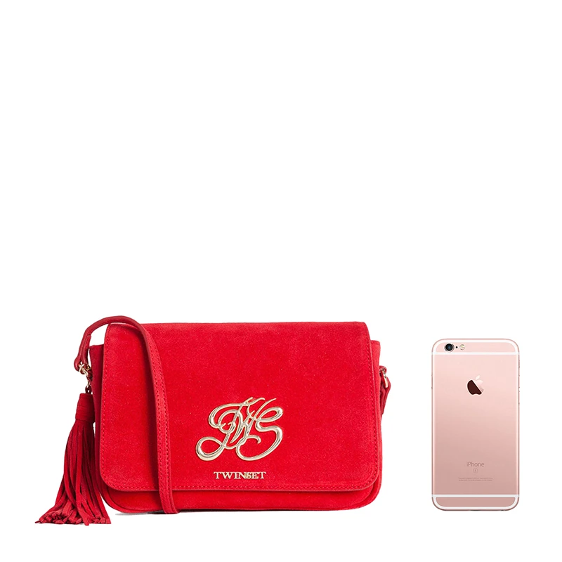 TWINSET 女士红色牛皮拼涤纶里衬挎包 OS8TEA-00045 商品
