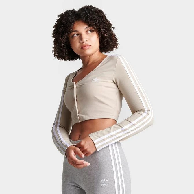 商品Adidas|Women's adidas Originals adicolor Classics 3-Stripes Button Long-Sleeve T-Shirt,价格¥413,第1张图片