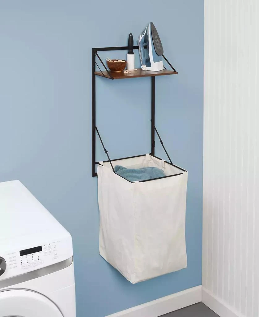 商品Honey Can Do|Collapsible Wall Mounted Clothes Hamper with Laundry Bag and Shelf,价格¥919,第3张图片详细描述