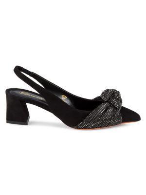 商品Santoni|Crystal Knot Slingback Pumps,价格¥3598,第1张图片