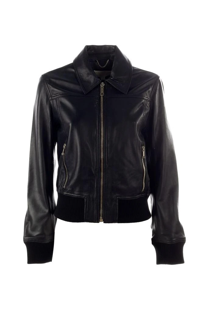 商品Michael Kors|Michael Kors Women'S Black Leather Outerwear Jacket,价格¥2931,第1张图片