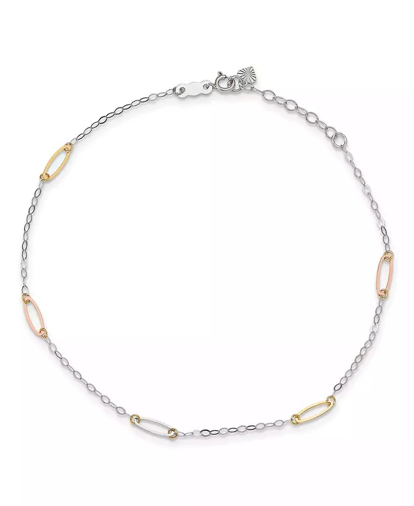 商品Macy's|Oval Link Anklet in 14k White, Yellow and Rose Gold,价格¥3874,第1张图片