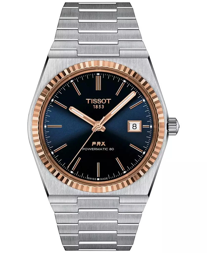 商品Tissot|Men's PRX Powermatic 80 Automatic Stainless Steel Bracelet Watch 40mm,价格¥15550,第1张图片