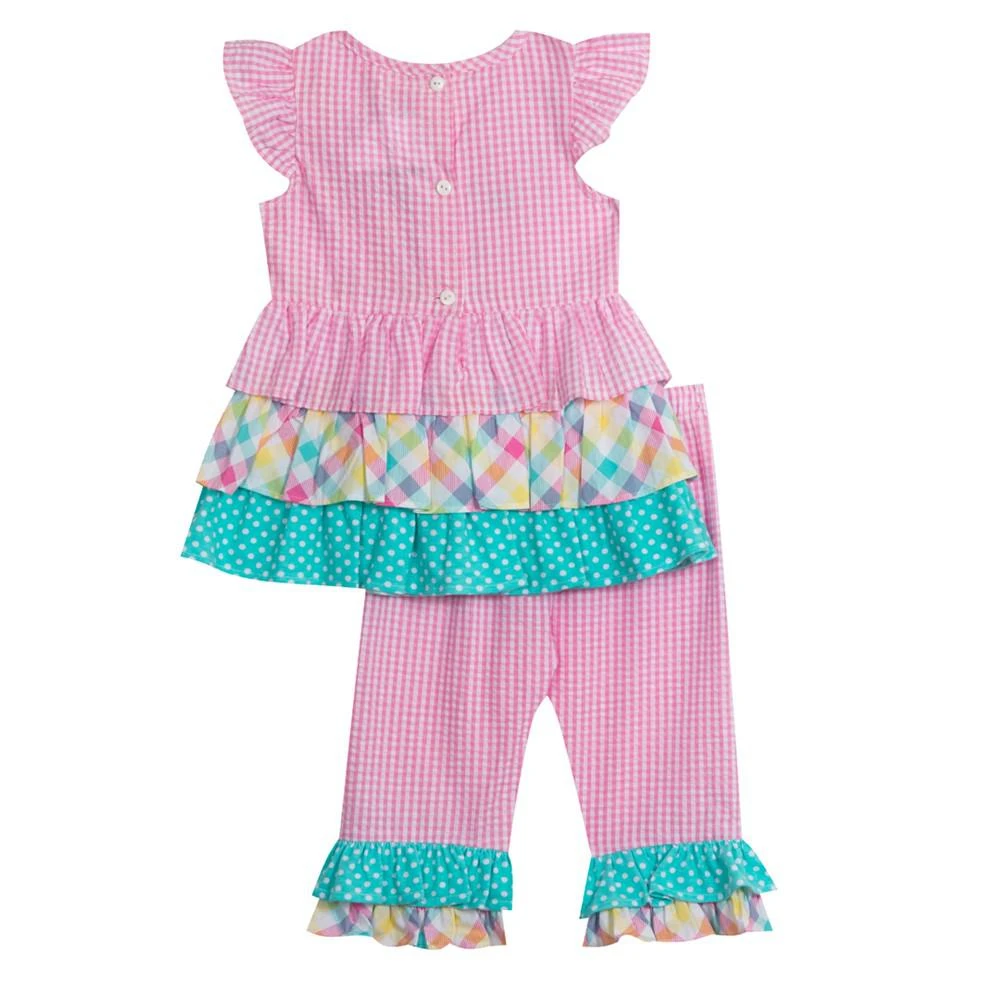 商品Rare Editions|Toddler Girls Seersucker Bodice Mix Print Ruffled Short Sleeve Top and Leggings Set, 2-Piece,价格¥209,第2张图片详细描述