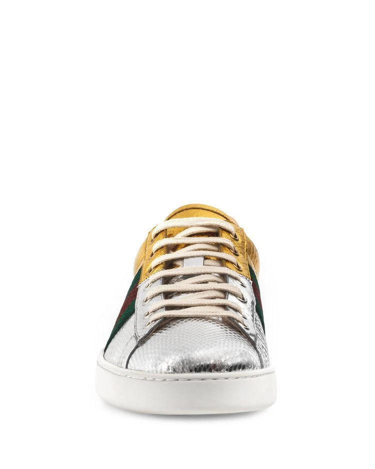 商品Gucci|New Ace Metallic Snakeskin Lace Up Sneakers 板鞋,价格¥3695,第3张图片详细描述