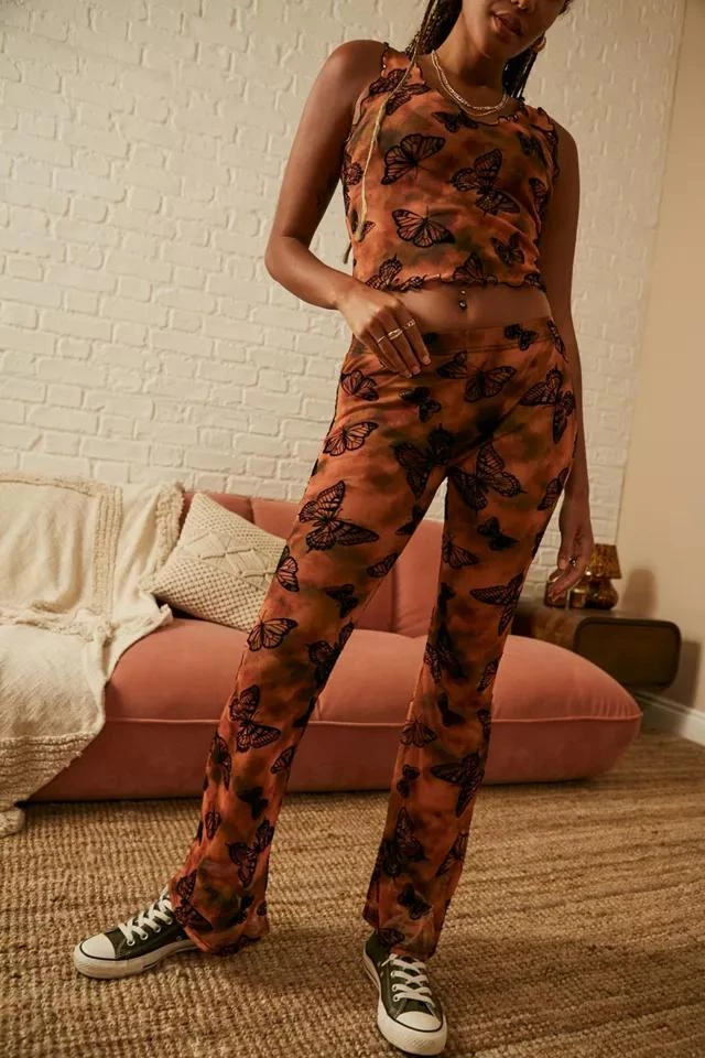 商品Urban Outfitters|UO Georgia Mesh Flare Butterfly Pant,价格¥368,第3张图片详细描述