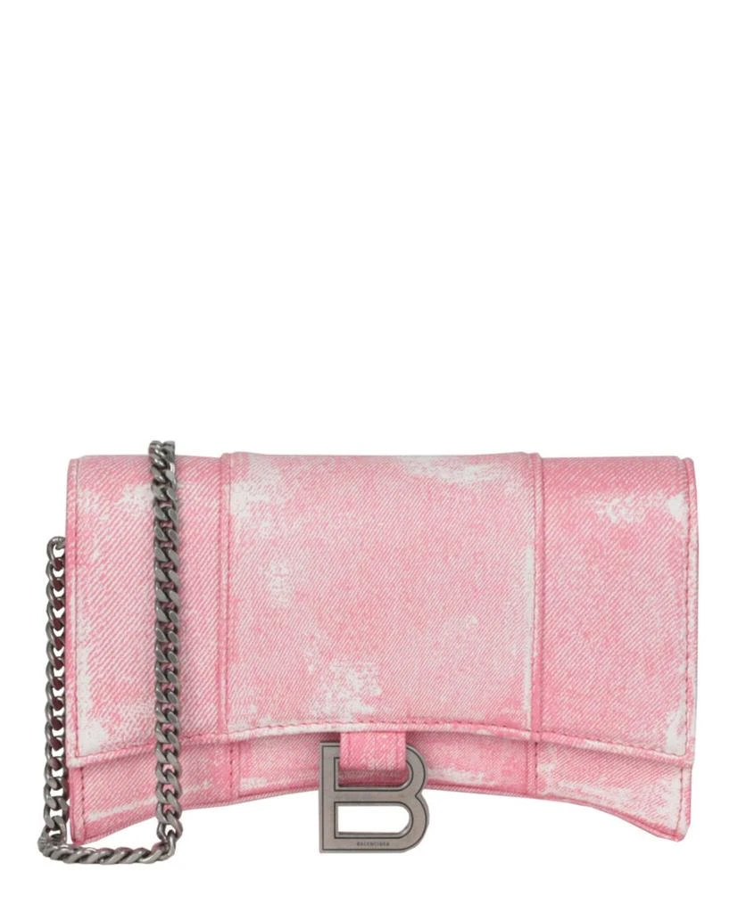 商品Balenciaga|Denim Print Hourglass Wallet On A Chain,价格¥5547,第1张图片