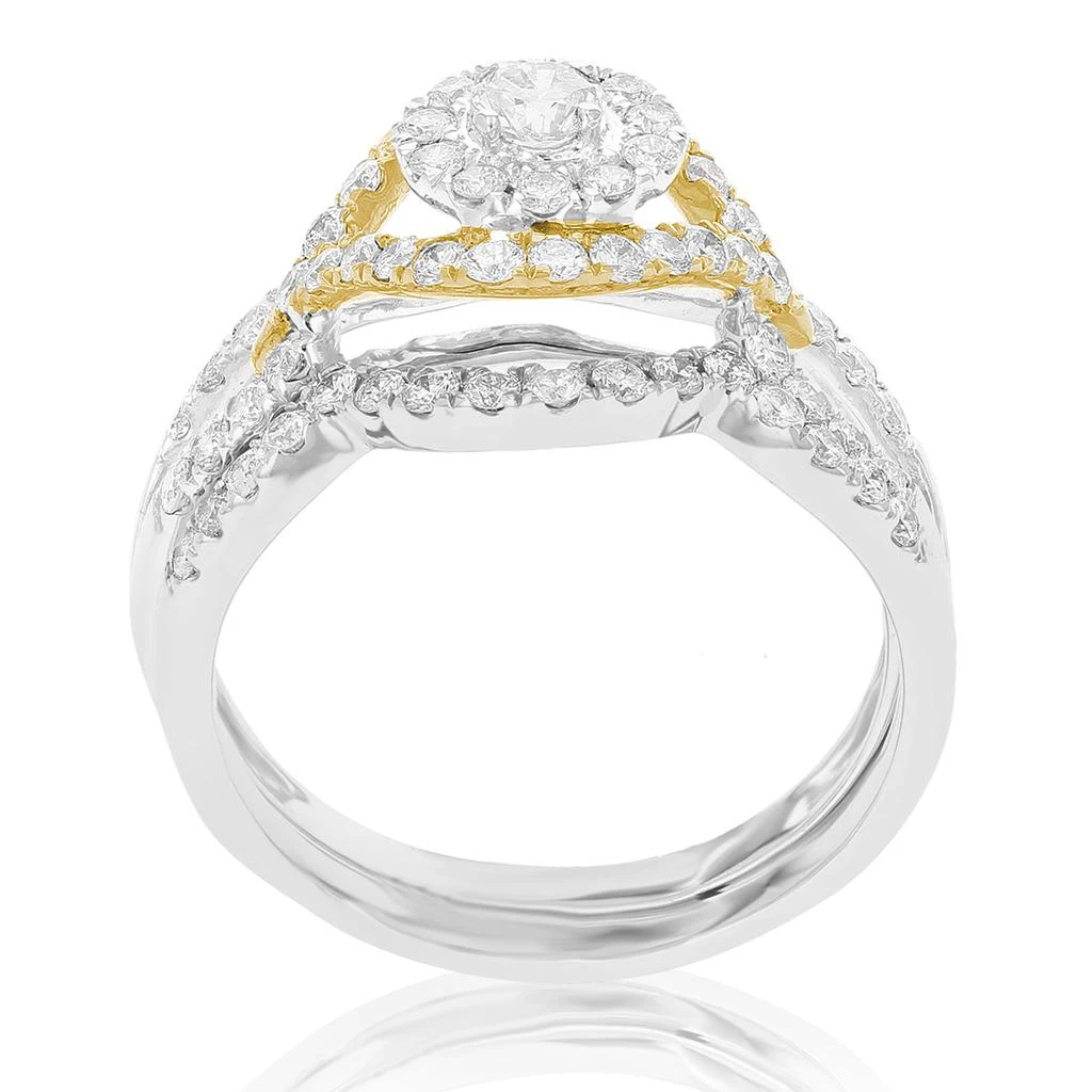 商品Vir Jewels|1 cttw Diamond Wedding Engagement Ring Set 14K White Yellow Gold Halo Bridal,价格¥8502,第3张图片详细描述