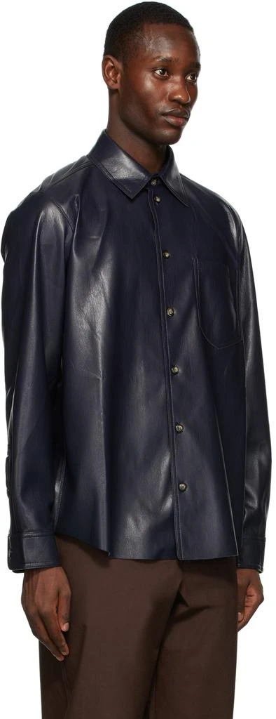 商品Nanushka|Navy Josia Vegan Leather Shirt,价格¥1608,第2张图片详细描述