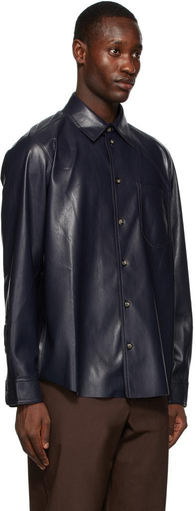 商品Nanushka|Navy Josia Vegan Leather Shirt,价格¥3311,第4张图片详细描述