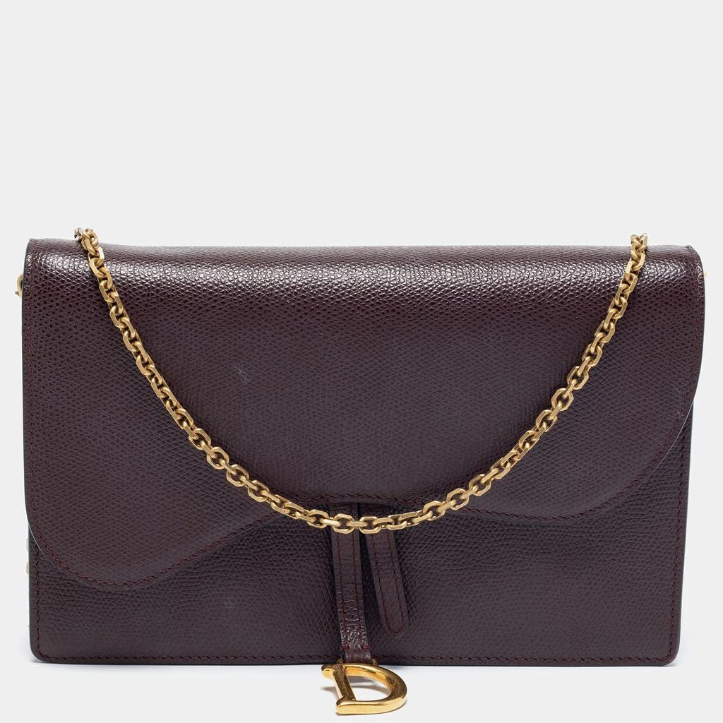 商品[二手商品] Dior|Dior Burgundy Leather Saddle Wallet on Chain,价格¥7850,第1张图片