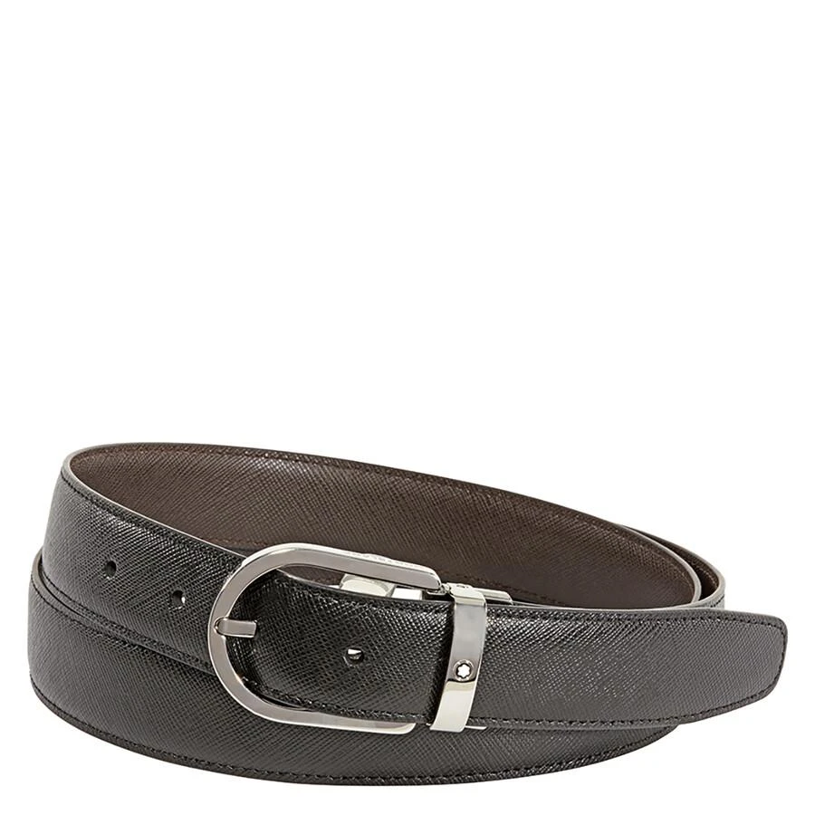 商品MontBlanc|Reversible Leather Belt Saffiano-printed Black/Brown,价格¥1473,第1张图片