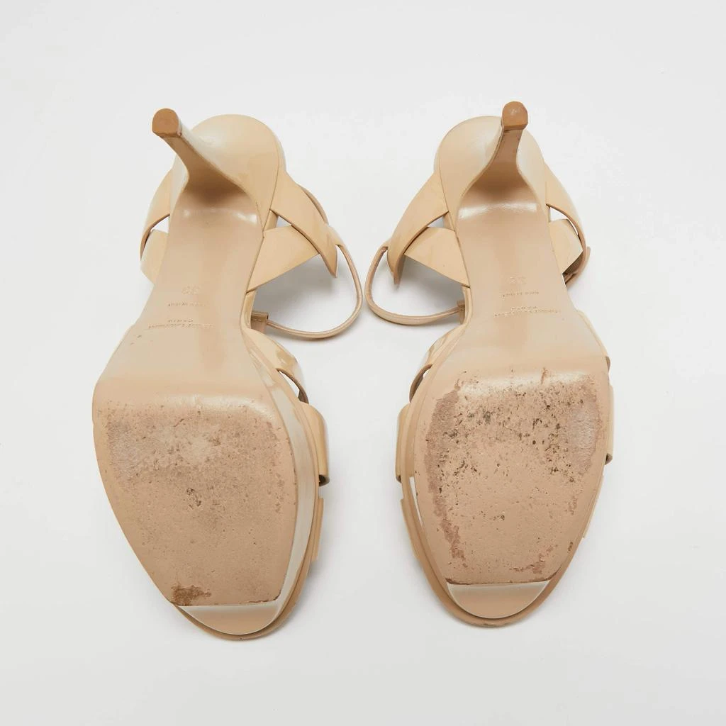 Saint Laurent Beige Patent Leather Tribute Platform Sandals Size 38 商品