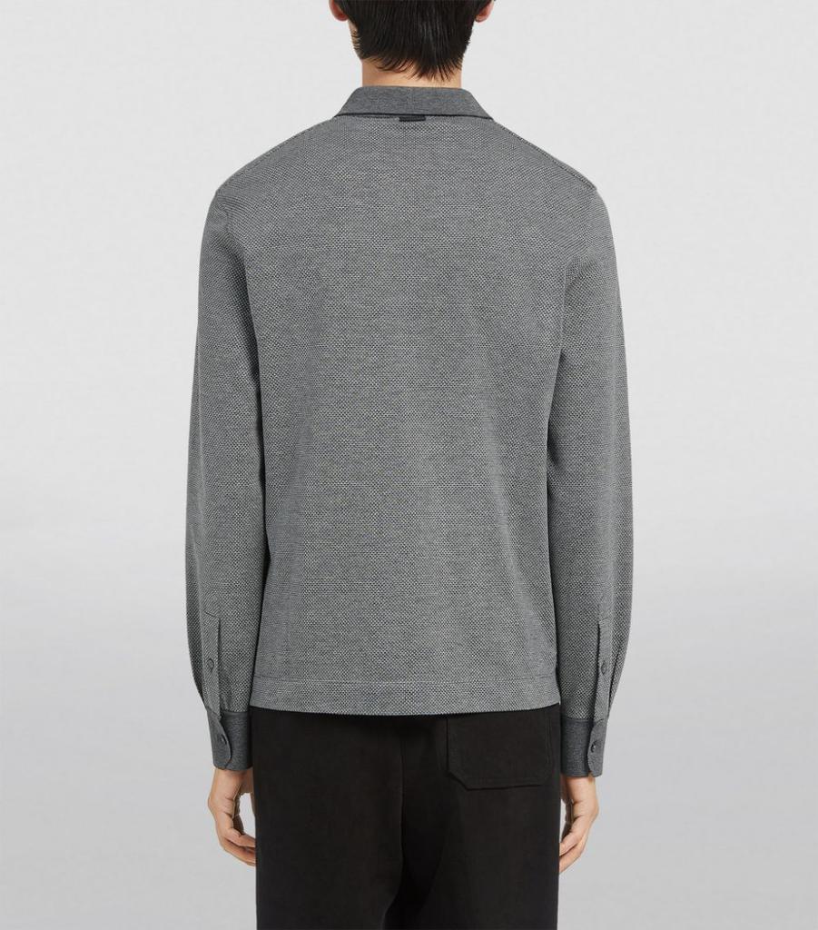 Cotton-Silk Long-Sleeved Polo Shirt商品第3张图片规格展示