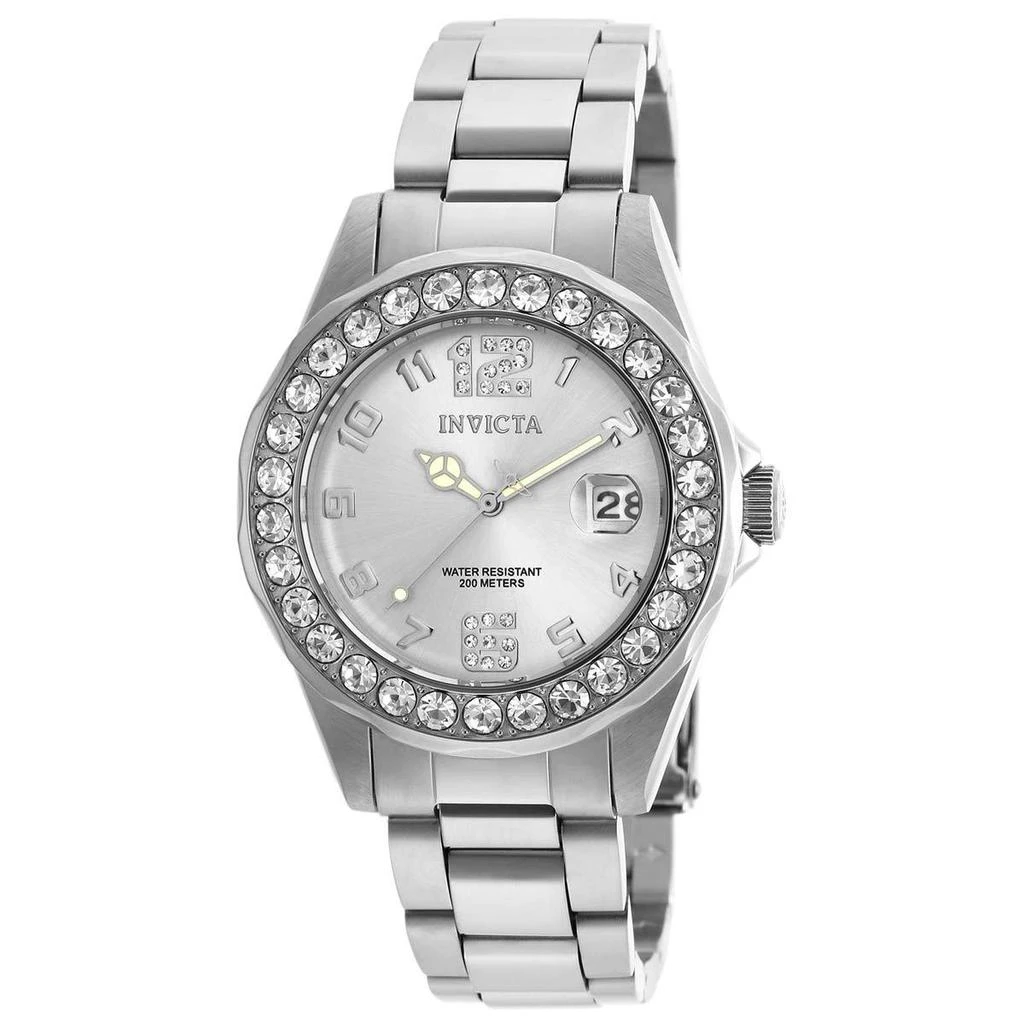 商品Invicta|Invicta Women's Stainless Steel Watch - Pro Diver Crystal Silver Dial Dive | 21396,价格¥522,第1张图片