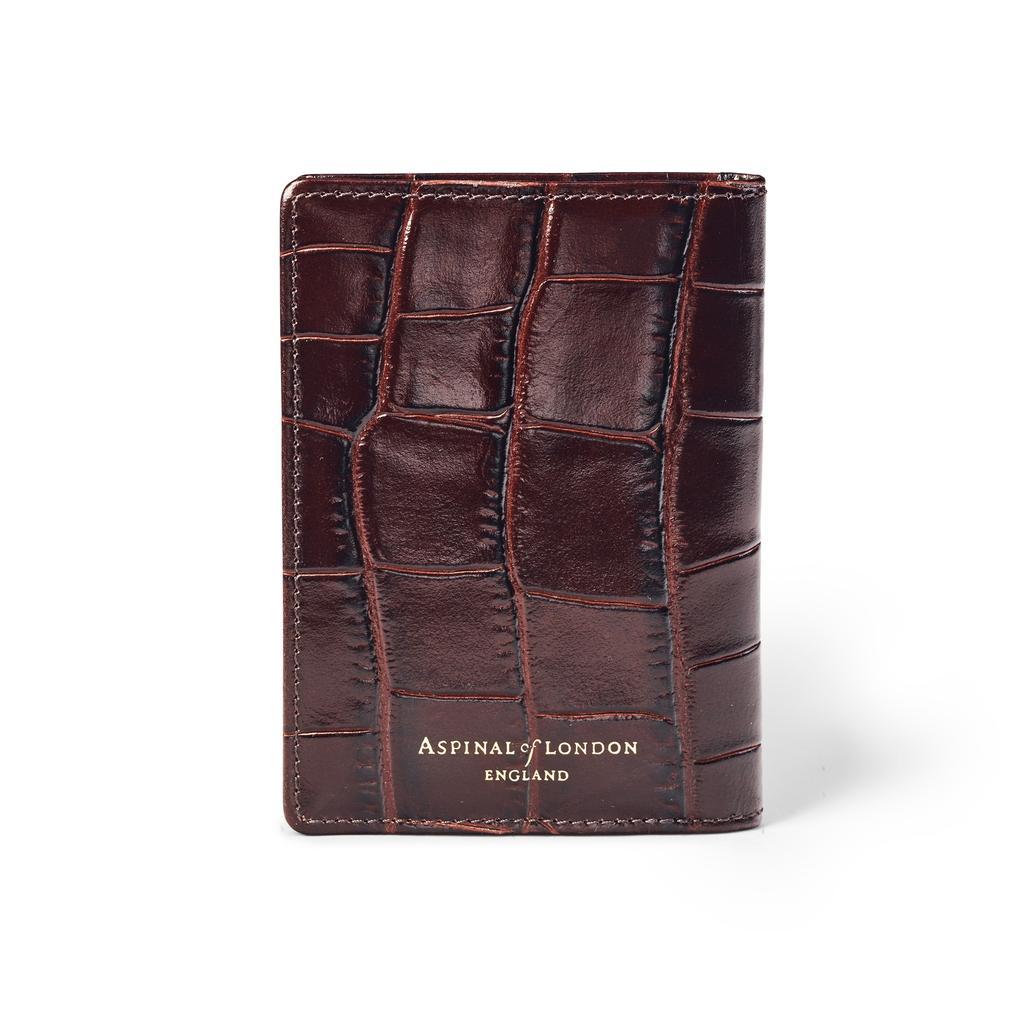 商品Aspinal of London|Double fold cc case shield amazon brown croc,价格¥668-¥757,第4张图片详细描述