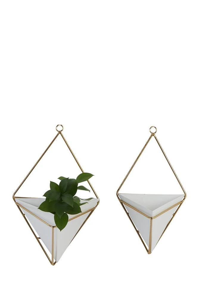 商品COSMO BY COSMOPOLITAN|White Metal Indoor & Outdoor Triangle Geometric Wall Planter - Set of 2,价格¥487,第5张图片详细描述